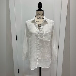 C&C California White Linen Casual Button Down Shirt